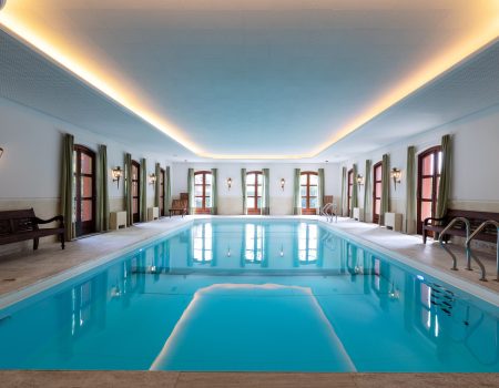 Indoor swimming pool in a private luxury villa. No one inside